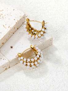 Fashionable And Exquisite Gold Color Earrings , High Quality Anti Allergy Stainless Steel Ear Gifts For Women Mom Girlfriend Birthday Party Jewelry