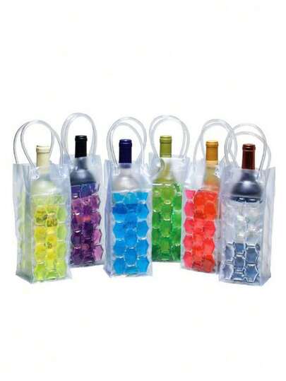 Portable Wine Cooler Bag - Insulated Plastic, Clear Ice Bucket, Great For Chilling Beer, Champagne And Red Wine, Durable Handle Design For Picnics And Outdoor Activities, Picnic Essentials, Fashionable Insulated Bag, Secure Closure, Wine Accessories, Halloween And Christmas Party Supplies