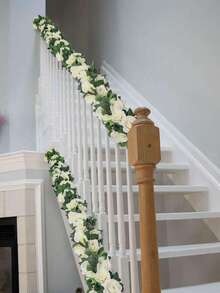 2/1pc, 200cm/78.74in, Silk Rose Vine Wreath, Artificial Floral Wreath, Fake Rose Wreath, Suitable For Spring/Summer Decor, Mother's Day, Wedding Floral Table, Cabinet, Desk, Room Decor, Home Decor, Staircase Decor