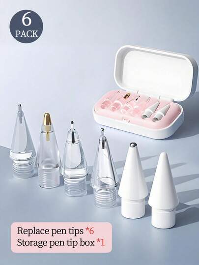 3/4/6/8 Replacement Tips, Compatible With Apple Pencil 1st/2nd Generation; Pencil Tip, Compatible With IPad Pro Pencil 2nd/1st Generation, With Tip Case, Pen Cover, Replacement Cap Pen Accessories Suitable For Mothers, Family Members, And Friends As Birthday And Holiday Gifts