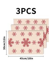 1/2/3/4/5 piezas Juego de camino de mesa y manteles individuales de lino, resistente al calor, resistente a las manchas, resistente a las arrugas, lavable a máquina, con diseño de copos de nieve, decoración navideña, adecuado para el hogar, restaurante, decoración de mesa de comedor, artículos para el hogar - Multicolor - Ver 20