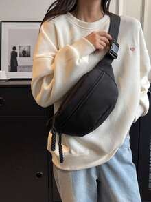 Fashionable Nylon Crossbody Bag, Solid Color Shoulder Bag, Women's Casual Sports Crossbody Bag
