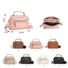 Women's Crossbody Shoulder Bag With Keychain Random Shipping Model 3 Compartments Fashion Chic Elegant Casual - Cà phê - Xem 5