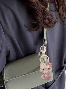 Sanrio قلادة مفتاح السيارة مرصعة بالراين ستون لهالو كيتي من سانريو، قلادة معدنية بشكل فراشة لحقيبة كيتي، قابلة لإعادة الاستخدام لتثبيتها على المفاتيح أو حلقات الحزام أو الحبال أو الحقائب، لتزيين حقيبتك أو محفظتك أو الحقيبة الظهرية