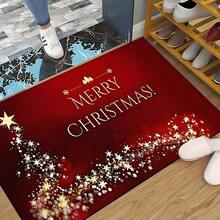 Paillasson thème noir et or de Noël avec design d'arbre de Noël et couronne de renne - résistant à la saleté, léger, convient pour la salle de bain, le salon, la chambre, la cuisine, le bureau - décoration de Noël