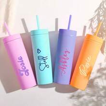 Personalized Insulated Tumbler, Bridesmaid Proposal Tumbler, 16oz Acrylic Slim Insulated Tumbler, Bridesmaid Gift, Best Friend Travel Tumbler - Multicolor - View 5