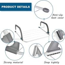 Rainberg 5 Bar Radiator Clothes Airer Rack With Adjustable Arms For Hanging Drying And Accessories - Hangable  Metal Hook - 3 - View 4