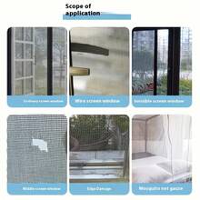 1 Pcs [Easy Mesh Patch] Durable, Easy To Use 1 Roll Of Self-Adhesive Mesh Screen Repair Patch| Mosquito Net Door And Window Sticker, Invisible Repair - 灰色 - 查看 11