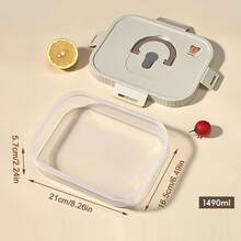 WORTHBUY 1pc Large Capacity Transparent Plastic Compartment Food Container With Handle, Portable Fruit Salad Lunch Container, Multi Grids Food Fresh-Keeping Box , Microwave Heated Divided Food Storage Box, Suitable For Student And Adult Use In School, Office, Outdoor Camping, Picnic, Travel,Back To School