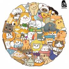 62 Stücke Weihnachts-Aufkleber, Cartoon-Katzen - Bunte Weihnachtsgeschenke, PVC-Aufkleber für Handyhüllen, Laptops, Wasserflaschen und unregelmäßig geformte selbstklebende Etiketten für Einweg-Weihnachtsdekoration