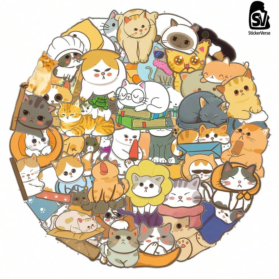 62 Stücke Weihnachts-Aufkleber, Cartoon-Katzen - Bunte Weihnachtsgeschenke, PVC-Aufkleber für Handyhüllen, Laptops, Wasserflaschen und unregelmäßig geformte selbstklebende Etiketten für Einweg-Weihnachtsdekoration