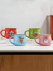 1 pieza Taza de café de Navidad, taza de cerámica como regalo, chocolate caliente navideño para mamá, mujeres, familia, amigos, decoración de bandeja escalonada de estilo rústico, bar