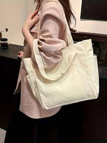 这款时尚大容量帆布手提包采用拉链封口，配有多个侧袋和结实耐用的肩带，是携带笔记本电脑、书籍等物品的理想之选。轻便耐用，超级实用，是工作、通勤、返校、情人节、母亲节的完美礼物。 - 彩色 - 查看 13