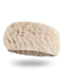 1 pieza Diadema de piel de conejo de unicolor casual, versátil para el hogar, el transporte diario, accesorios para el cabello de mujer de todas las estaciones, bandanas de invierno, diademas de invierno, envolvente cálido para la cabeza