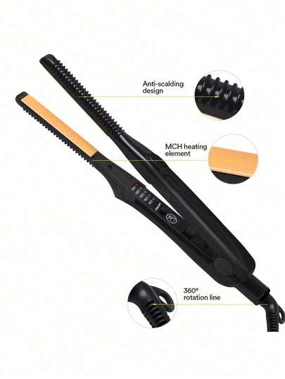 Professional Mini Hair Straightener Curler 2 In 1 Flat Iron Small Thin Plate Hair Straightening Curling Styling Tools