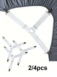 Adjustable Elastic Bed Sheet Straps Fasteners Set - Knitted Sheet Holders For Secure Bedding - Hand Wash Only Grippers For Mattress, Sofa, And Tablecloth - Universal Fit Sheet Clips, Triangle Bed Sheet Holders, Sheets Fasteners Clips, Adjustable Sheet Suspenders, Mattress Gripper Clips, For Bed Mattress Cover