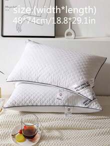 1pc New Single-Sided Plaid Pillow Insert, Soft, Comfortable, Breathable, Washable, Home Pillow