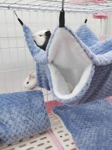 3pcs Sugar Glider Double-Layer Hammock, Ferret Hideaway Tunnel House, Pet Mat Combo Set, Suitable For Small Pets Like Sugar Glider, Hamster, Rabbit