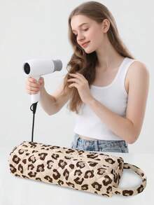 1 pezzo Borsa portaoggetti per asciugacapelli con fiocco e motivo floreale, borsa portaoggetti per arricciacapelli con stampa leopardata, borsa da viaggio portatile per accessori per capelli (ferro arricciacapelli, asciugacapelli), fermagli per capelli, piastra per capelli, borsa protettiva antipolvere di grande capacità per arricciacapelli elettrici, piastre per capelli, custodia per asciugacapelli per casa, palestra, vacanza e viaggio di lavoro - Multicolore - Visualizzare 8