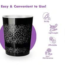HOMION 9 Litre Flora Waste Container Basket Storage Bin For Office Room Bathroom Usage Light Floral Plastic Smooth - Black - View 5