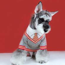 1pc V-Neck Pet Sweater For Small Dogs, Gray Knitted Cat Clothes, Anti-Shedding, Suitable For Outdoor And Indoor Wear