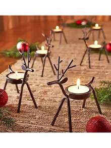 Christmas Reindeer Candle Holder, Iron Reindeer Candle Holder Stand, Christmas Party Dining Table Center Decor Reindeer Candle Holder, Christmas Party Tabletop Decor, Christmas Fireplace Mantel Reindeer Figurine Decor, Best Holiday Gift For Family And Friends, Christmas Room Decoration Home Decor