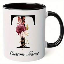 1 szt., 11 uncji, spersonalizowany kubek do kawy z imieniem i nazwiskiem – zaprojektowany na zamówienie, ceramiczny kubek, nowość w postaci filiżanki do herbaty, biały, do napojów na lato i zimę, prezent urodzinowy, spotkanie rodzinne, święta, odporny na pleśń, wielokrotnego użytku