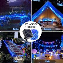 1入 LED 太陽能戶外串燈，8 種模式 DIY 銅線仙女花環燈 7M 50LEDS/12M 100LEDS/17M 150LEDS/22M 200LEDS/32M 300LEDS 聖誕燈飾裝飾，防水太陽能路徑燈適用於花園、露台、婚禮、派對裝飾 - 銅色 - 查看 13