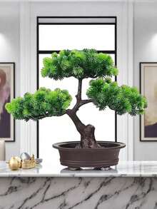 1pc 45cm/17.72in Elegant Artificial Pine Bonsai Tree Tabletop Bonsai, Low-Maintenance & Lifelike, Perfect Gift For Plant Lovers,Ideal For Small Spaces,For Home Office Desk Deco