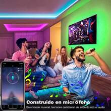 Luces LED Blutooth 30M, Tira LED RGB 5050 Inteligentes, Luz LED Sincronizar con Music, Control Remoto IR de 44 Teclas + Control de App, para Cuarto, Bar, Fiesta, DecoracióN de Interior - 40/131 pies - Ver 8