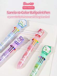 Sanrio Penna a sfera retrattile di alta qualità Sanrio da 0,7 mm, penna a sfera retrattile a tema Melody, Kuromi, Pompompurin, penna decorativa per scrivere, disegnare, forniture per ufficio e scuola per ragazze