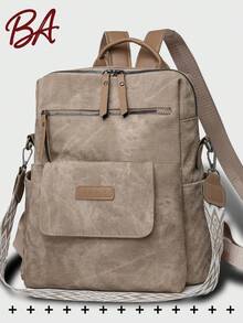 防盗复古PU软皮背包，多功能时尚日常包，多口袋轻便旅行包，大容量简约背包，便捷背包，适合学生、护士、教师、商务人士、旅行、商务、通勤、购物、办公、约会、徒步、训练、工作，生日礼物、节日礼物，背包 - 彩色 - 查看 14