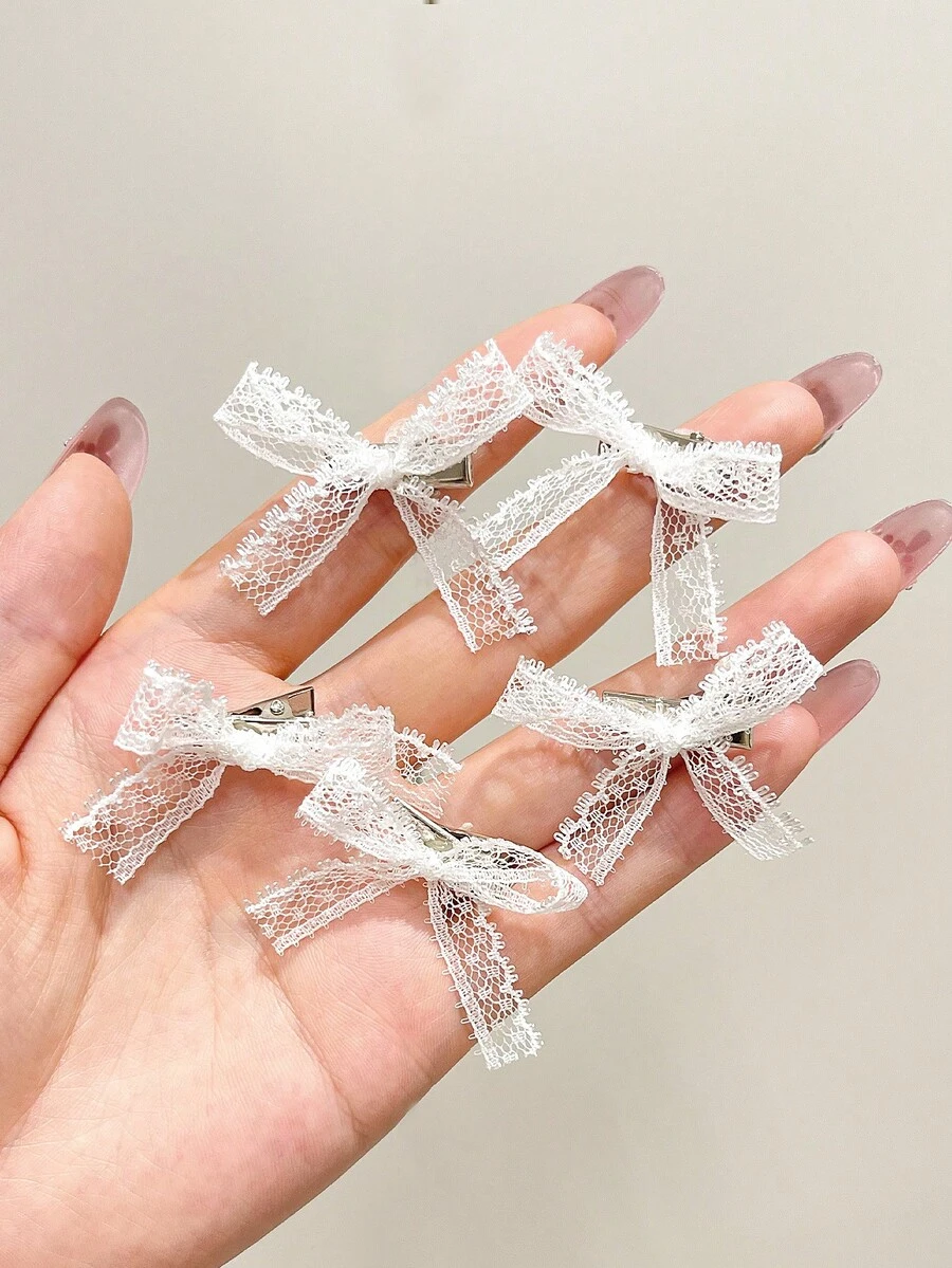 30pcs Women's Sweet White Lace Bow Hair Clips, Cute Small Hairpins, Mini Alligator Clip Bangs Clips, Versatile Elegant Side Hair Accessories, Suitable For Daily Use, Claw Clips, Hair Claws, Hair Slide, Hair Barrettes, Alligator Hair Clip, Fall Fashion, Autumn, Winter Outfit For Women, Bows - Multicolor - View 1