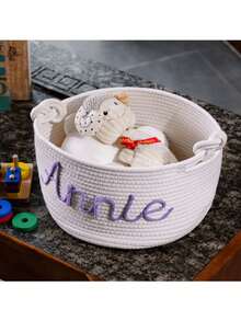 1pc Customized Letter Design Storage Basket, Suitable For Storing Children's Toys, Books, Plush Toys, Gift Baskets, Cosmetics, Newborns, Full Moon, Valentine's Day, Christmas Gifts, Letters, Multi-Functional, Lightweight, Large Capacity, Cute, Lovable, Compact, Holiday/Vacation Atmosphere, Cartoon, Solid Color, Customized, Personalized, Unique, Ideal Gift For Men, Women, Children, Friends, Family