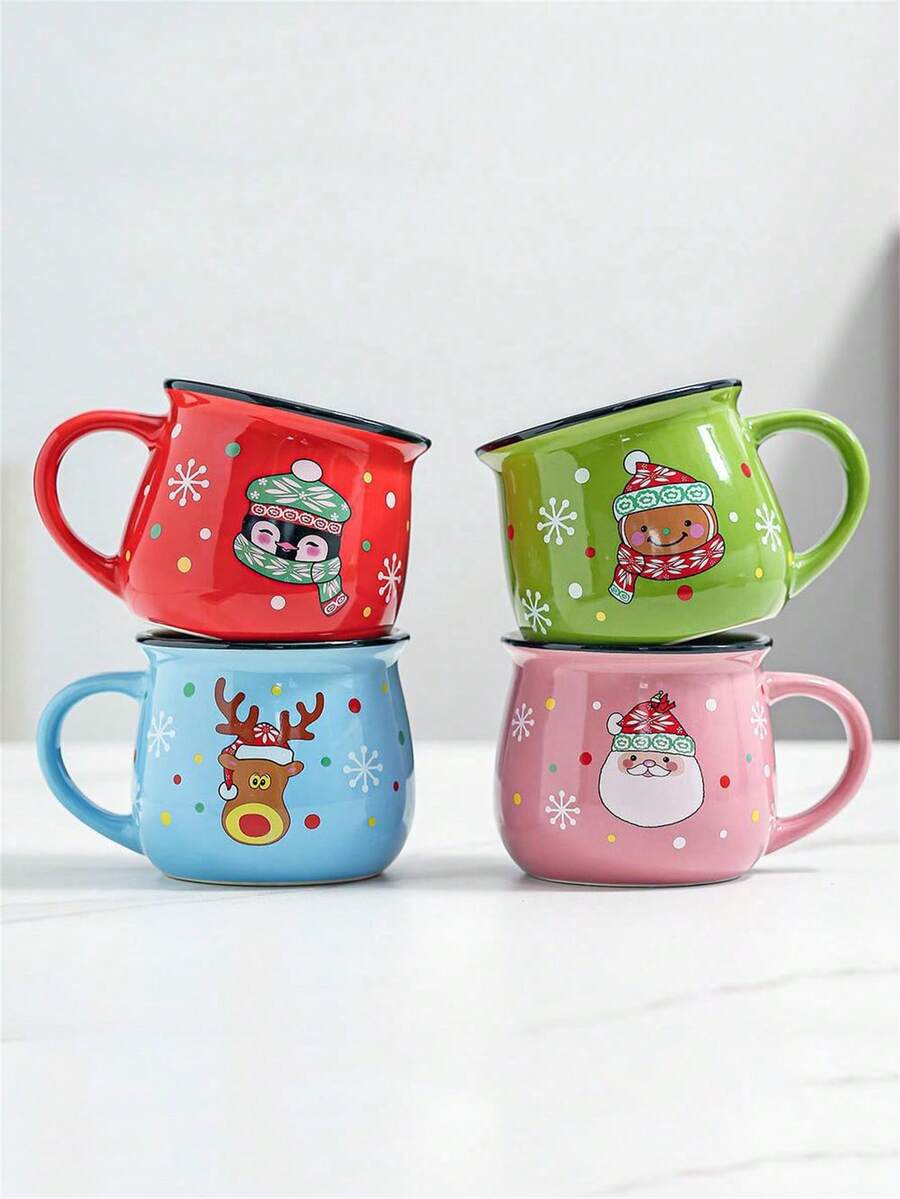 1 pieza Taza de café de Navidad, taza de cerámica como regalo, chocolate caliente navideño para mamá, mujeres, familia, amigos, decoración de bandeja escalonada de estilo rústico, bar