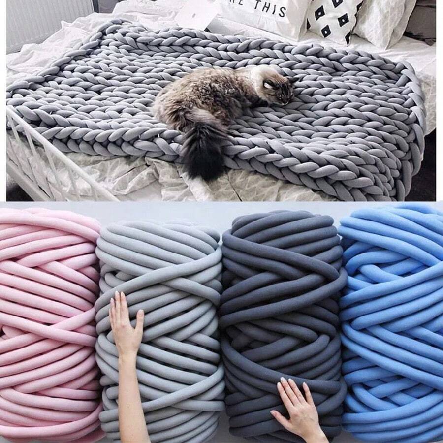 1 Roll Chunky Iceland Yarn, DIY Bag, Handmade Knitting, Pillow, Cat Bed, Super Thick Stuffing Yarn Strips, Suitable For Weaving Various Items, No Tools Needed, Hands-On Crafting For Bags, Baskets, Pillows, Pet Beds, DIY Crafts - Multicolor - View 1