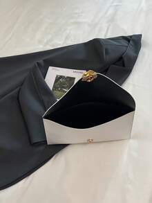 小号信封包，时尚复古纯色女士手提包 - 白色 - 查看 10