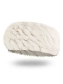 1 pieza Diadema de piel de conejo de unicolor casual, versátil para el hogar, el transporte diario, accesorios para el cabello de mujer de todas las estaciones, bandanas de invierno, diademas de invierno, envolvente cálido para la cabeza