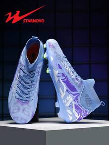 STARNOVO Men's Football Shoes, Men's/Women's Sports Football Shoes, Comfortable Knit Elastic Collar, Comfortable Foot Wrapping, Long Studs Anti-Slip Outsole, Suitable For Artificial Turf Football Training/Matches, Youth World Cup Event Specific Football Shoes (This Item Is Standard Size, It Is Recommended To Order 1 Size Smaller If Your Foot Type Is Slim, And 1 Size Larger If Your Foot Type Is Wide) - Purple - View 1