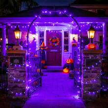 KBO JMEXSUSS 600 LED Orange Lights For Halloween Decor, Orange String Lights Outdoor Waterproof, Plug In Halloween String Christmas Light For Indoor Room Party Tree Yard Fall Decorations - Purple - View 4
