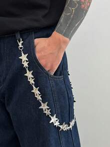 1 件时尚朋克星腰链，男士个性化魅力身体链，用于裤子装饰、情侣首饰、节日礼物