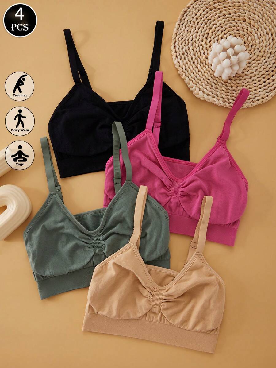 4 PCS Tight Yoga Bra For Women With Suspenders, European And American Sports Underwear, Quick-Drying Running Yoga Clothes, Fitness Tops - Nhiều màu - Xem 1