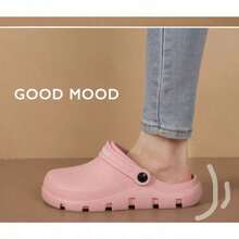 Comfortable Non-Slip Durable Deodorant Kitchen Shoes Monochrome Waterproof Oil-Proof Chef Shoes Indoor Casual Soft-Soled Slippers With Headgear Male And Female Alphabet Function Shoes Couple Beach Bag Head Sandals Black Gray Pink - Black - View 9