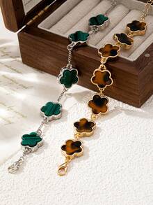 1 Set Fashionable Elegant Design Versatile Unique Five-Flower Shaped Chain Bracelet Jewelry Set For Women