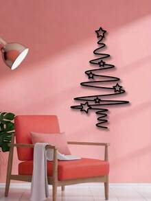 Elegante decorazione natalizia in metallo nero a forma di albero di Natale - Decorazione per interni ed esterni, con ornamenti a forma di stella, adatta per soggiorno, patio o giardino, decorazione natalizia da parete, regalo di Natale, decorazione per feste di Natale, Ringraziamento, matrimonio e compleanni, per interni ed esterni, giardino, vacanze, Ognissanti