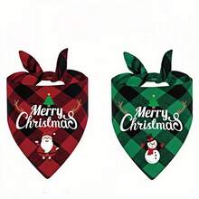 New Plaid Triangle Scarf, Creative 100% Cotton Pet Dog Scarf, Pet Cat Scarf, Customizable Logo Drool Bib