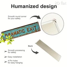 1 pièce Panneau métallique vintage DRAMATIC EXIT - Décoration de maison, Art mural, Restaurant, Bar, Café, Garage et Style de ferme. Panneau de rue de fantaisie plat 2D (10 x 40 cm)