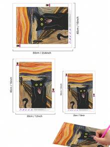 5D DIY 钻石画 | 经典钻石墙饰套装的模仿。可爱尖叫猫高清钻石点画，礼品钻石画，5D DIY 刺绣马赛克艺术，DIY 技能和专注力练习。 - 彩色 - 查看 4
