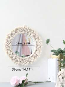 1个超大波西米亚风手工流苏壁镜，编织挂镜，客厅卧室墙面装饰，高品质墙面装饰品，适合作为感恩节、圣诞节、万圣节礼物，也适合卧室装饰，是馈赠亲朋好友的理想之选。 - 米色 - 查看 15
