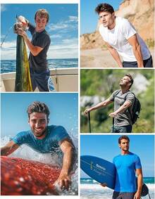 Men's UPF 50+ Swim Shirts, Short Sleeve Rash Guard, Quick Dry-Shirt Fishing And Surfing - 深灰色 - 查看 4